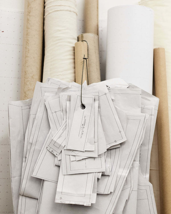 Rolls of fabric and patterns.