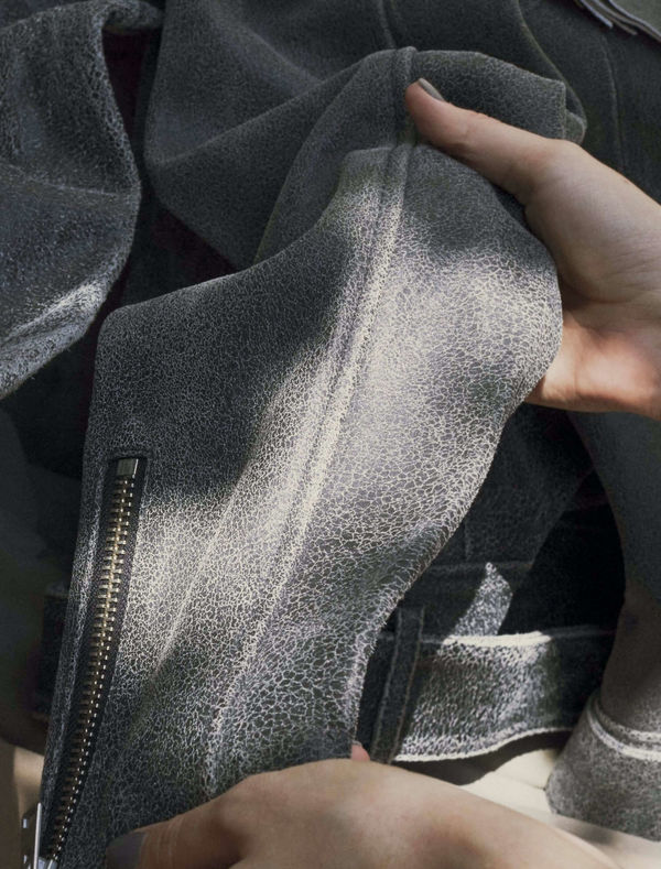 Close up shot of a leather jacket