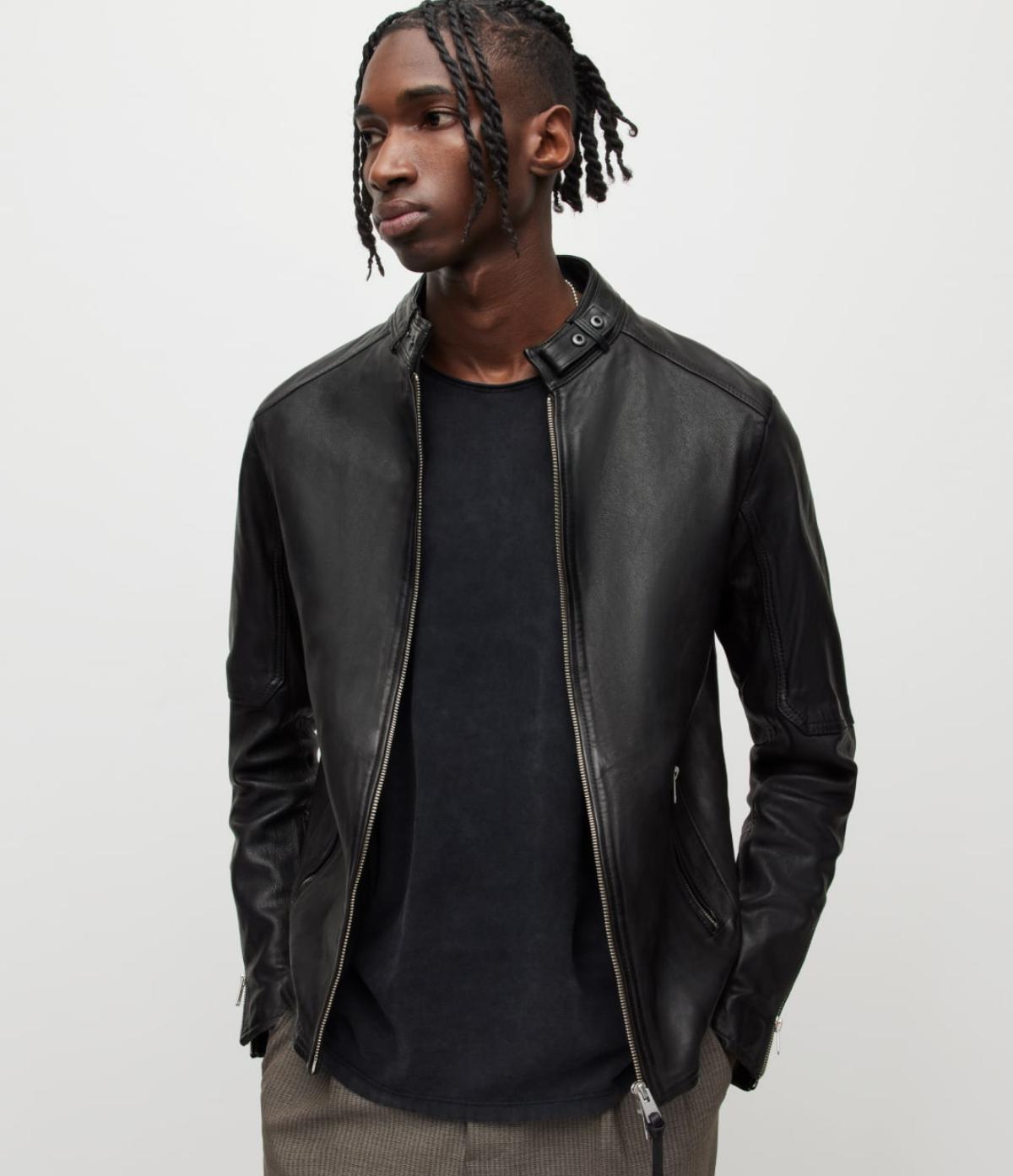 Men's Cora Leather Jacket - Front View