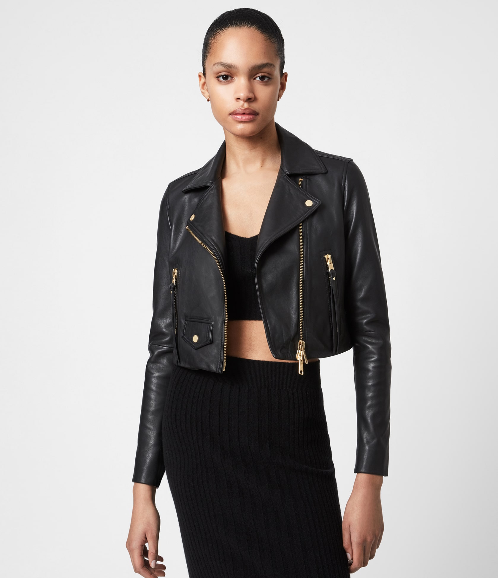 Women's Elora Leather Jacket - Front View