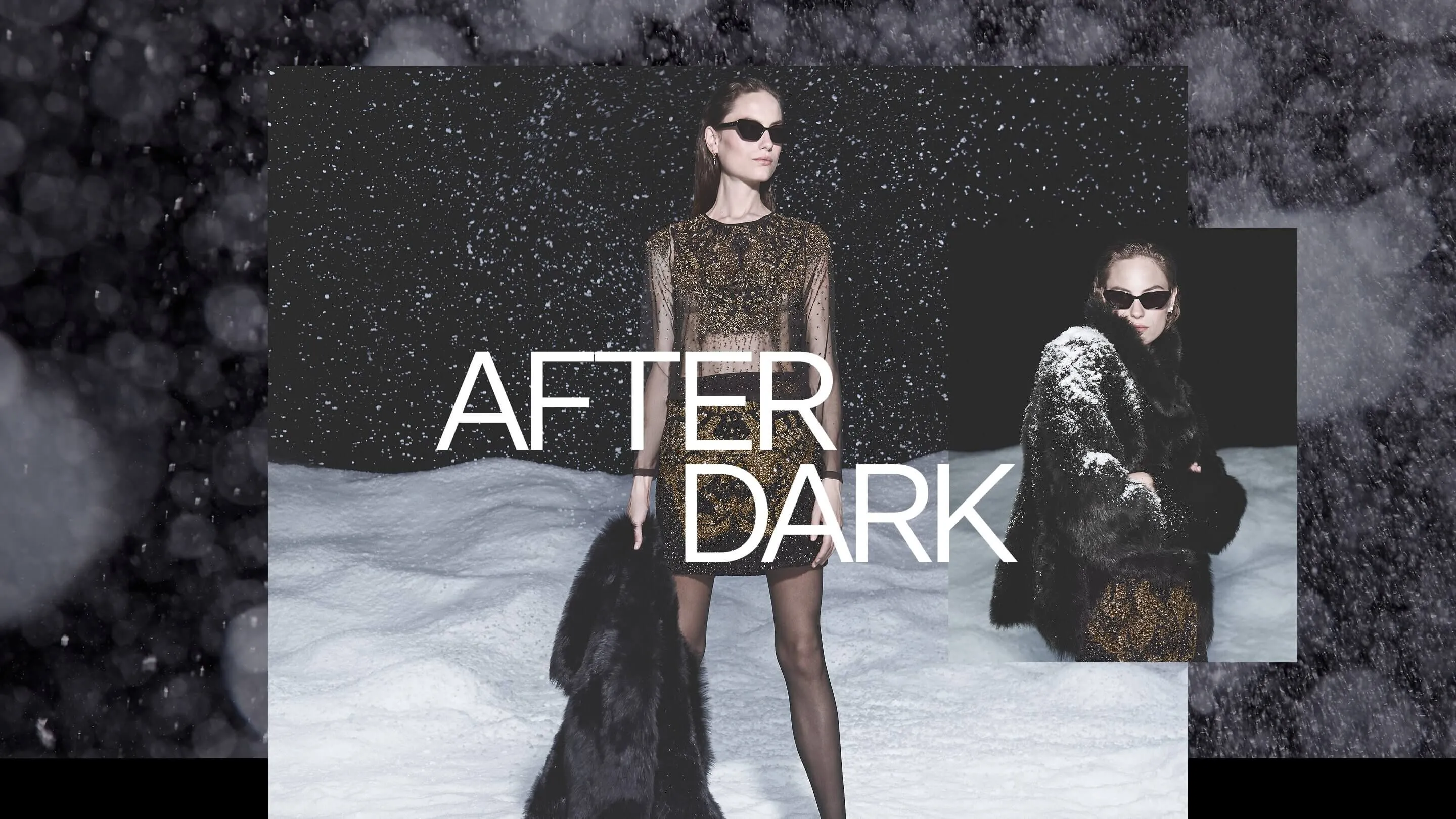 women holding black fur coat standing on snow