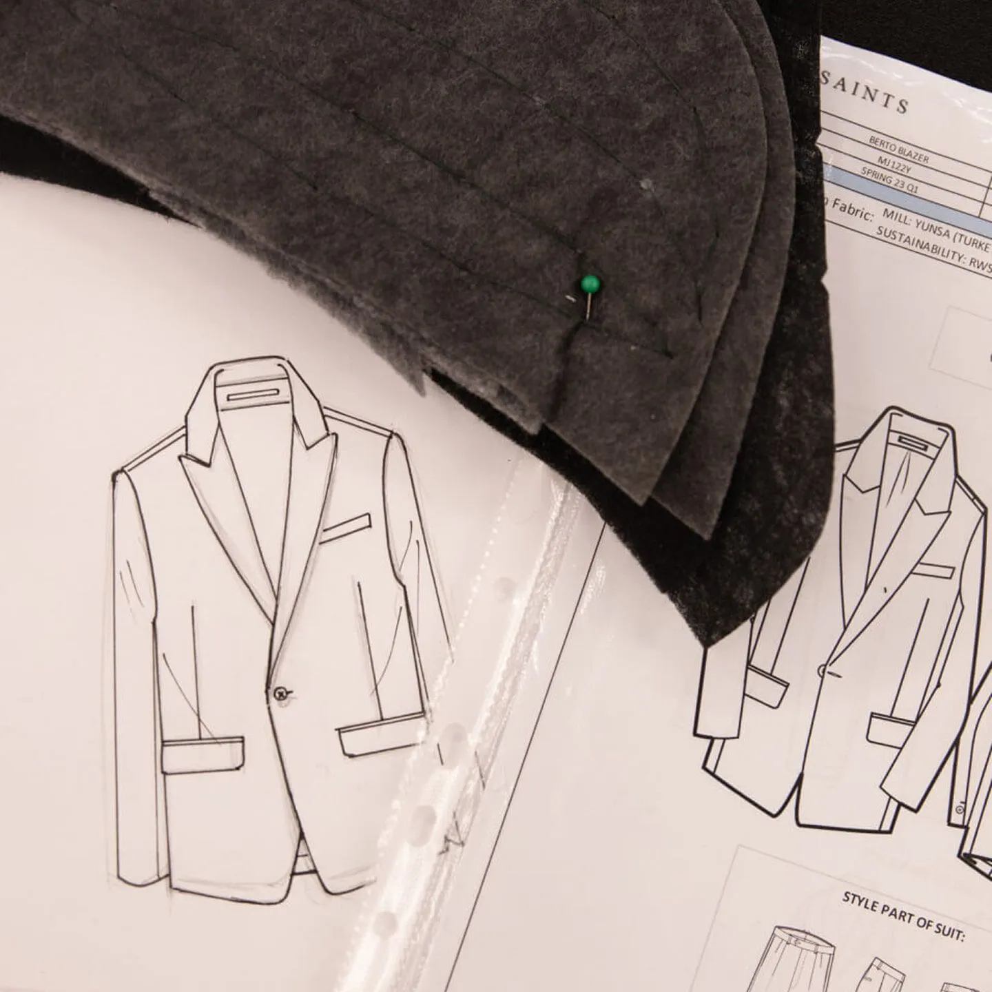 Closeup shot of the a sketch of tailoring.