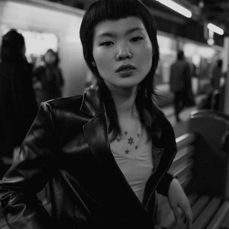 Black and white model at the launch of our Tokyo collection