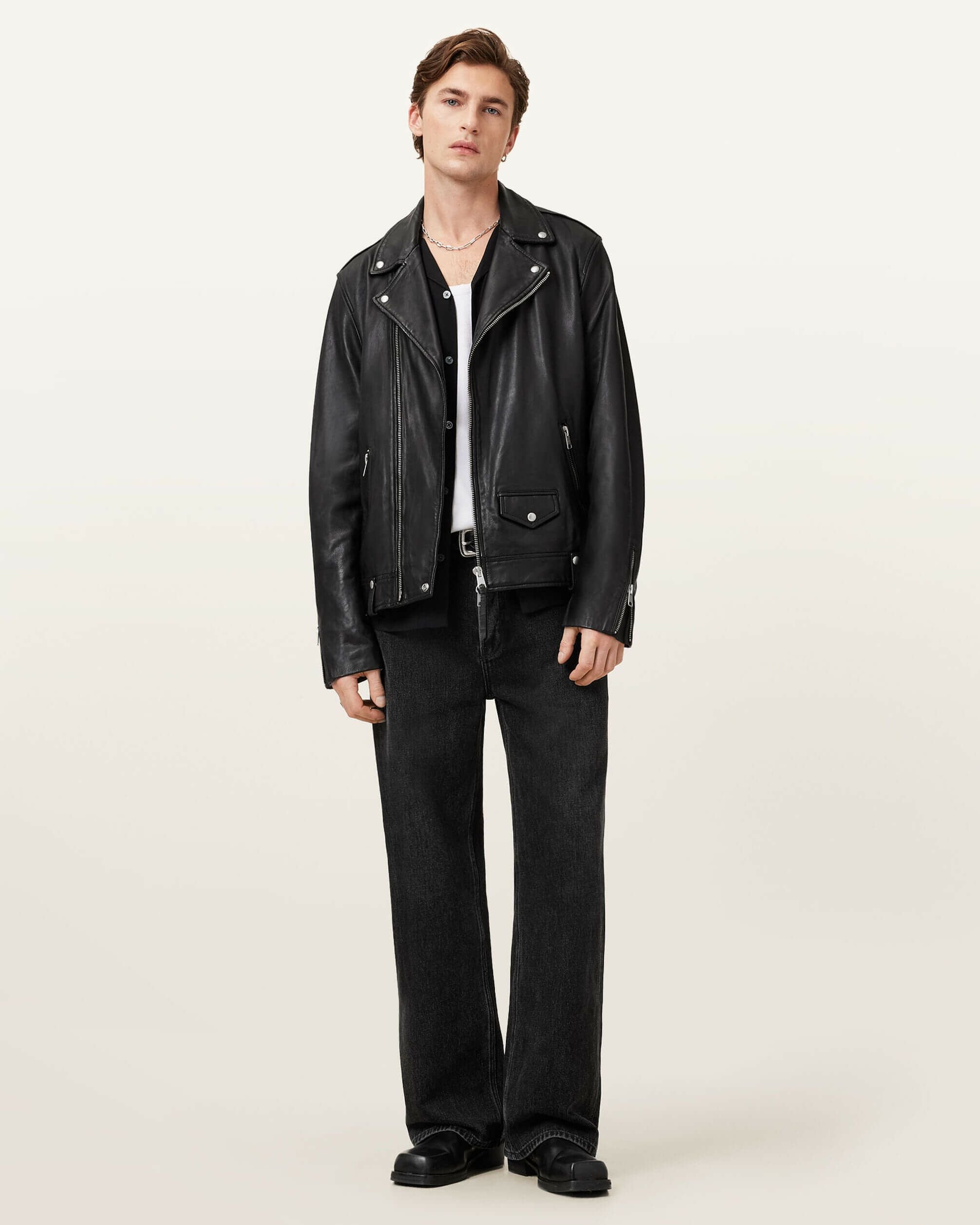 ALLSAINTS Milo Bomber 袖レザー スタジャン　XS 黒タグ MILO BIKER | オールセインツ 公式オンラインストア