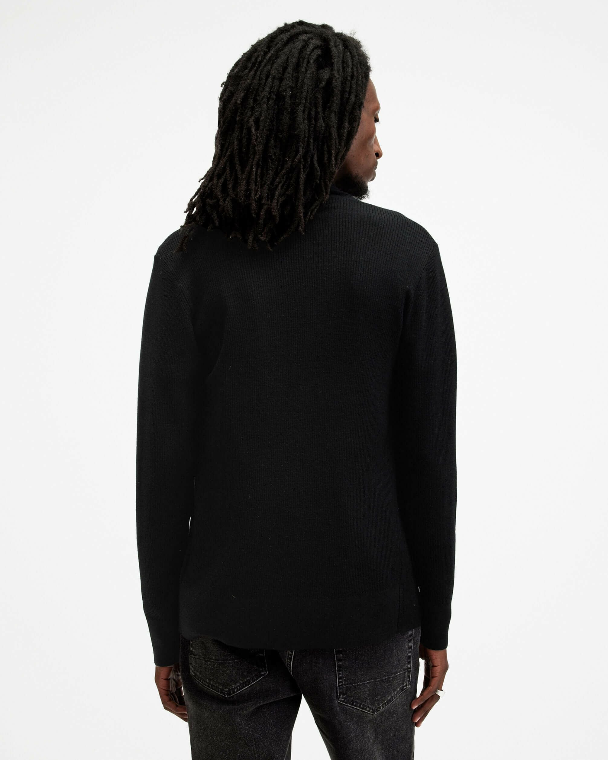 美品△All Saints メリノウールカーディガン 黒 S ワンポイント刺繡 MODE MERINO OPEN CAR | オールセインツ 公式オンラインストア