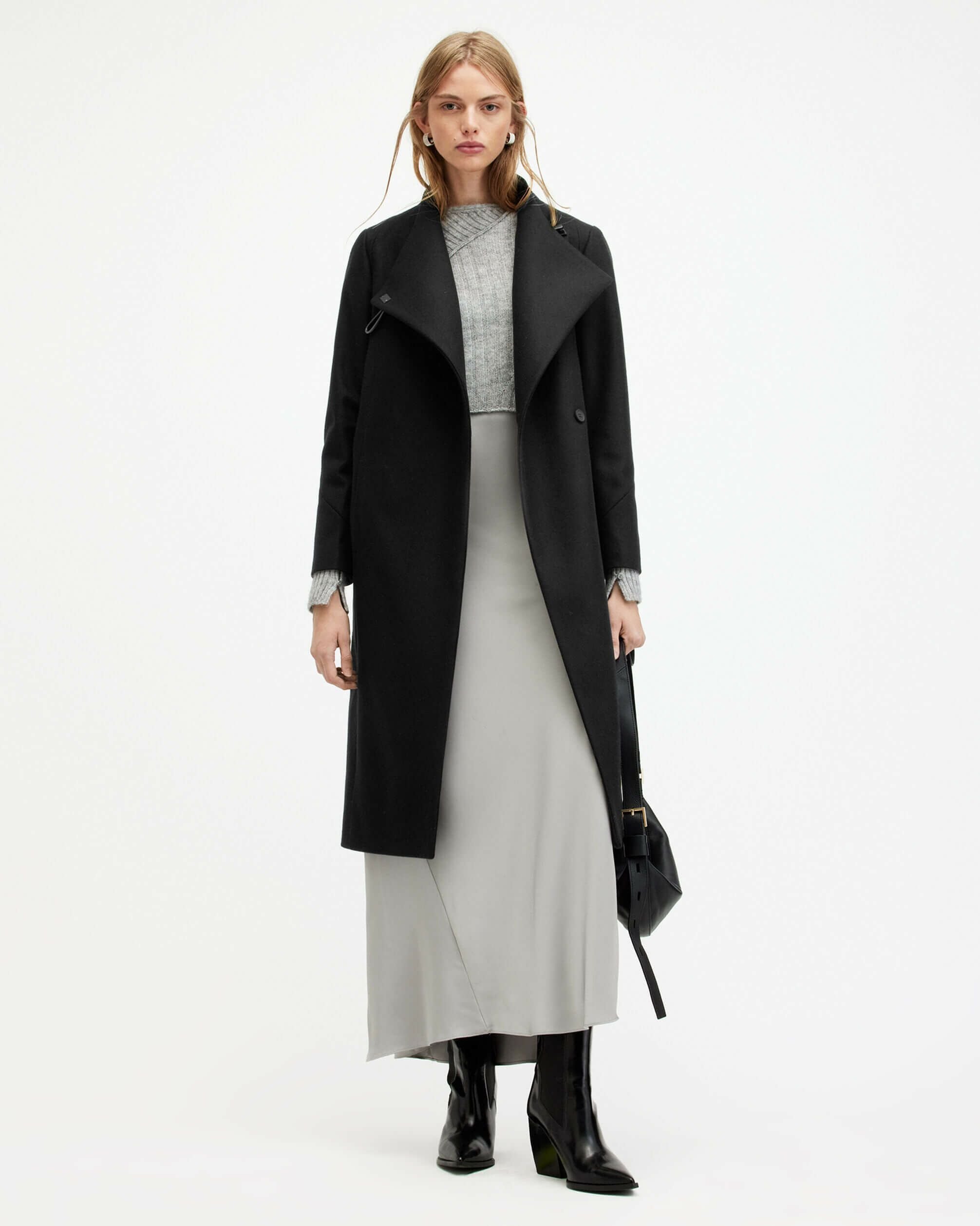 ALLSAINTS ブラック チェスターコート UK 14(女性用) SIDNEY COAT | オールセインツ 公式オンラインストア