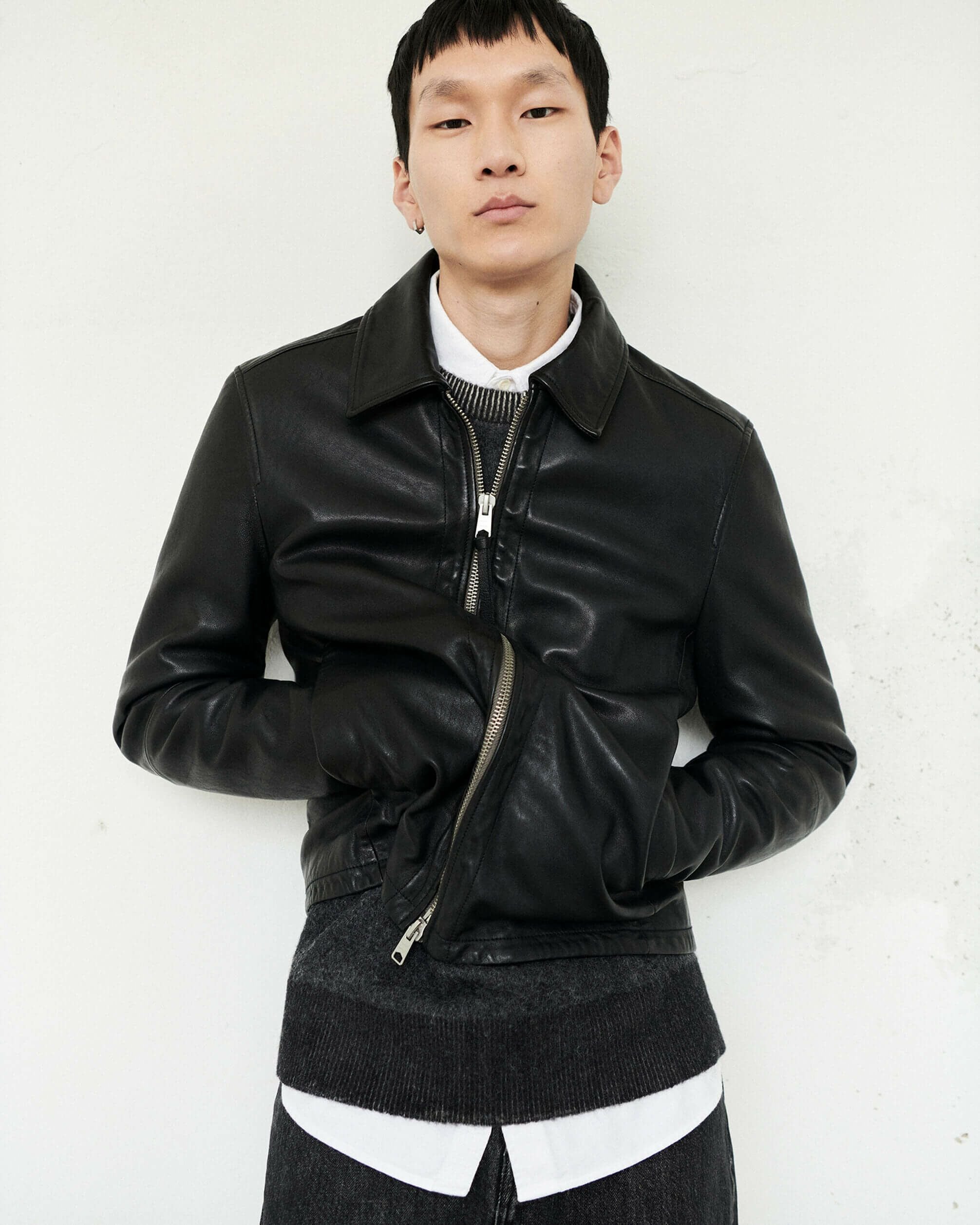 ALL SAINTS ブラックレザーシングルライダースジャケット EROL EROL JACKET | オールセインツ 公式オンラインストア